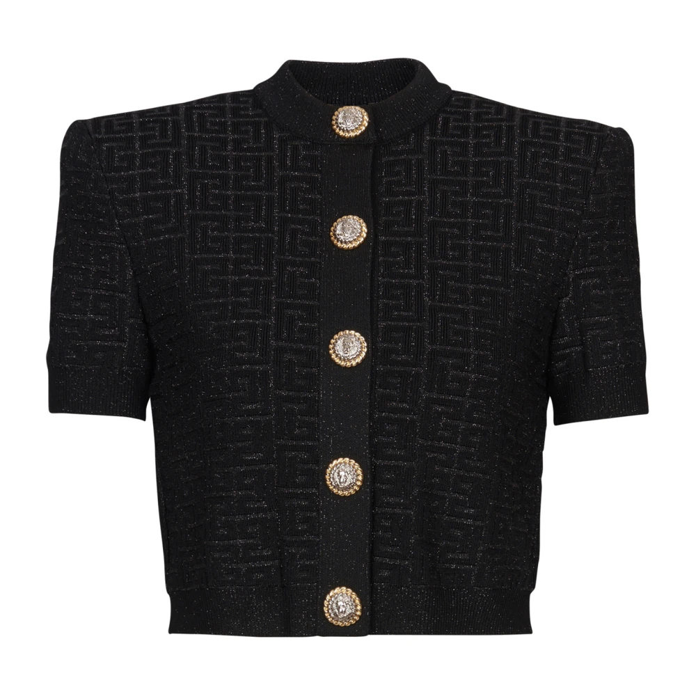 Balmain PB Labyrinth gebreide vest Black Dames