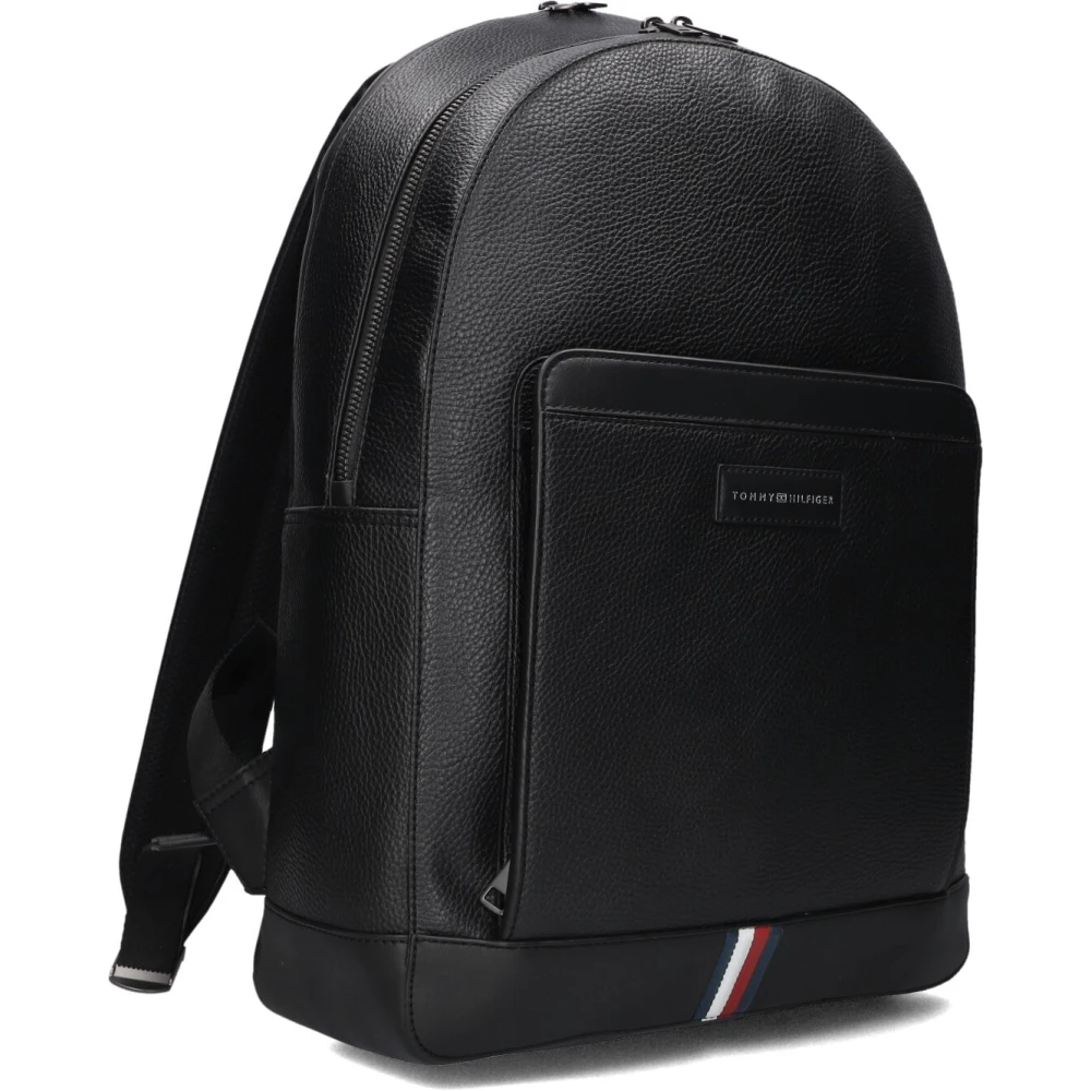 Tommy Hilfiger Zwarte Leren Business Rugzak Black Heren