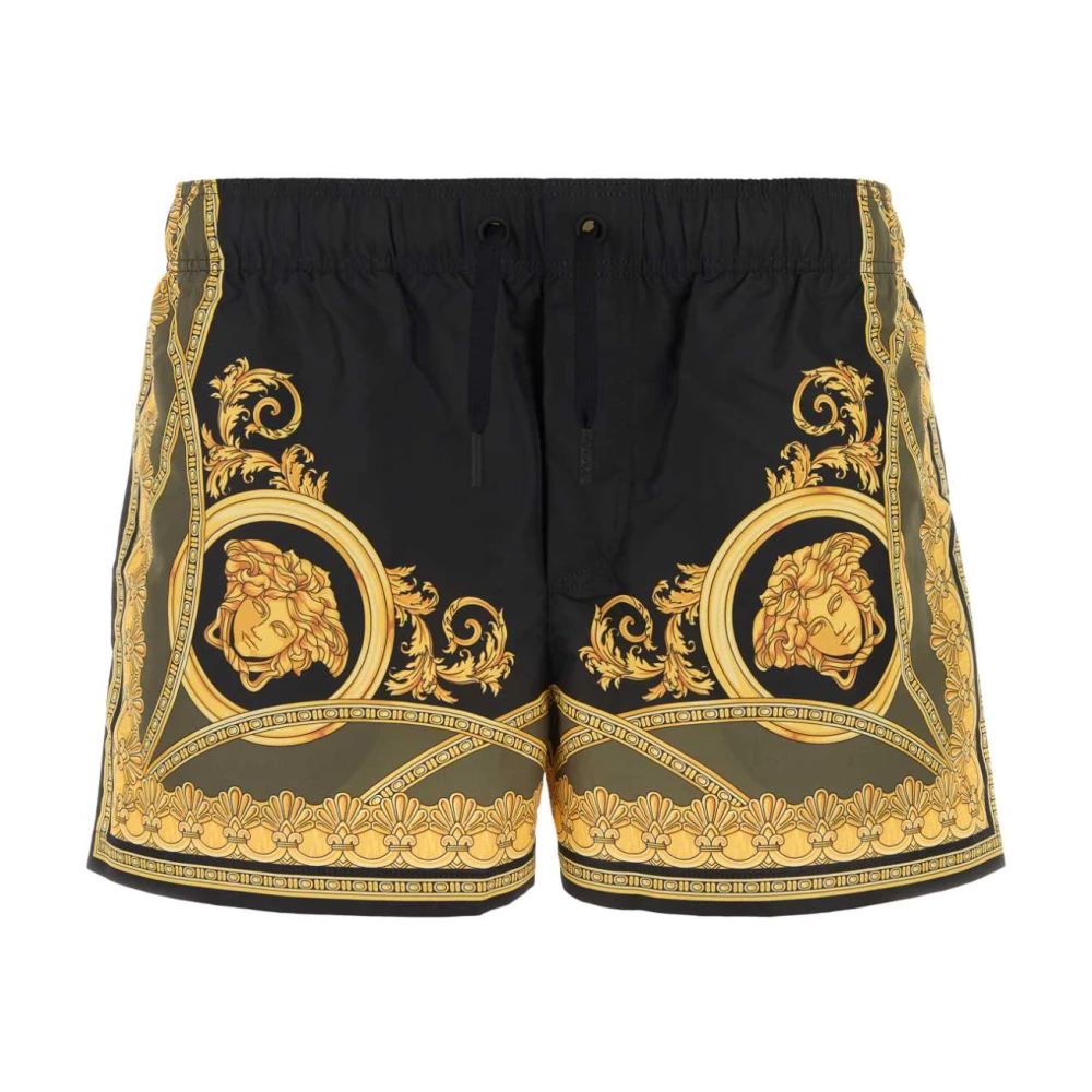 Versace Stijlvolle Zwarte Polyester Zwembroek Black Heren