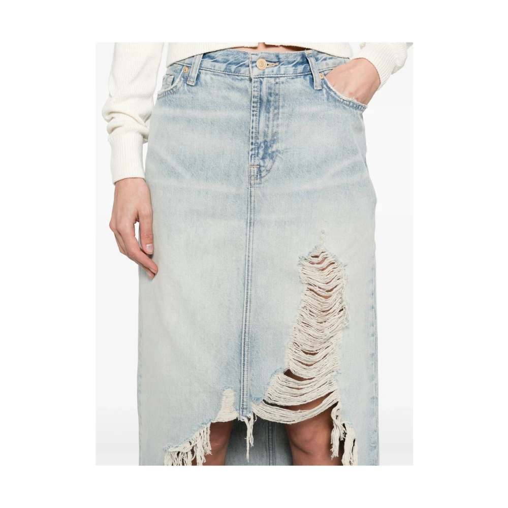 7 For All Mankind Lichtblauwe Ripped Denim Rok Blue Dames