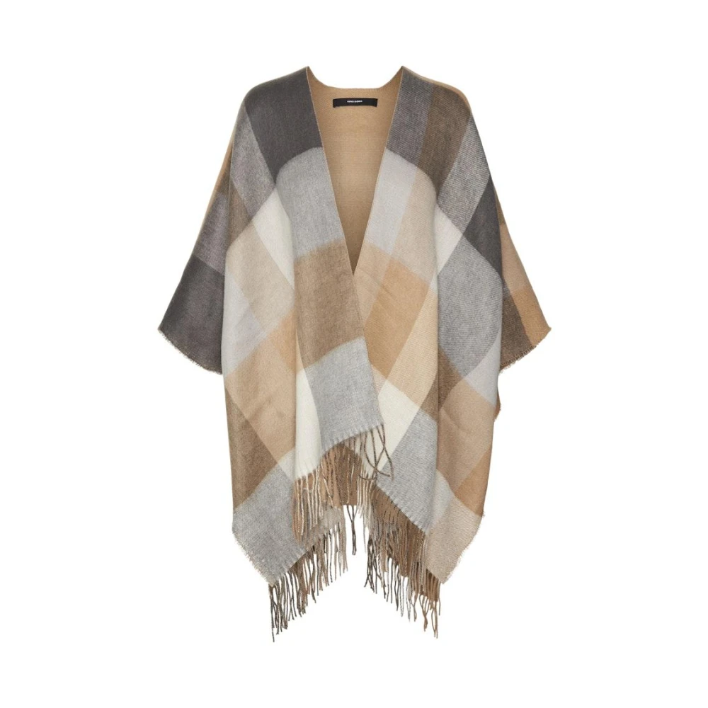 Vero Moda Geruite Poncho in Tiger Eye Kleuren Multicolor Dames