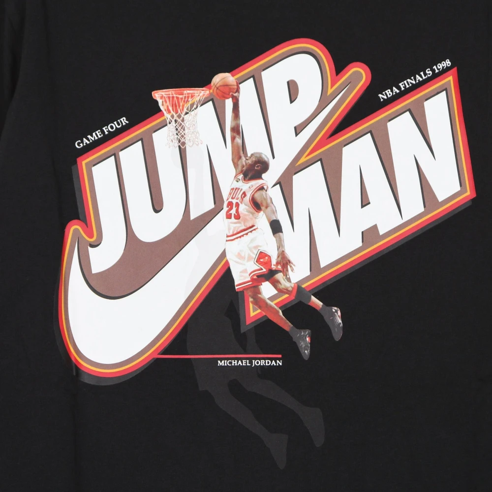 Jordan Lange Mouw T-shirt Zwart Rood Print Black Heren