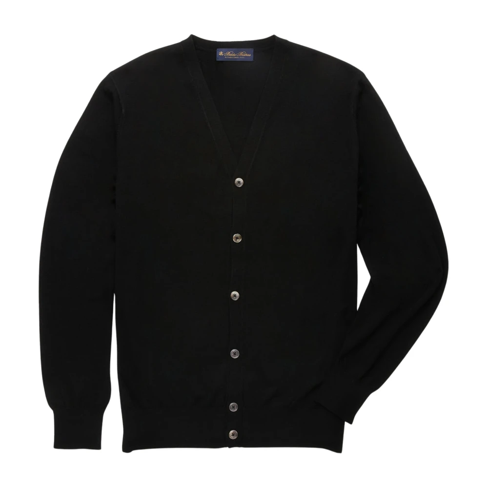 Brooks Brothers Black Cardigans, Male, S, Merino Wool Cardigan