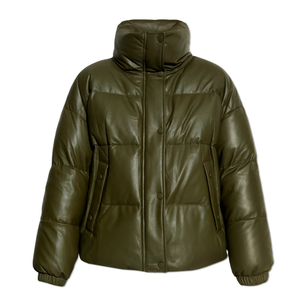 Yves Salomon Leren jas met donsvulling Green Dames