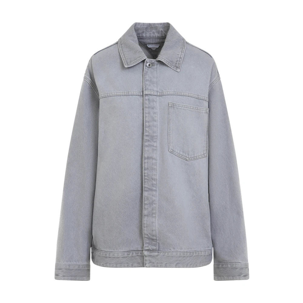 Bottega Veneta Lichtgrijs Gewassen Denim Jack Gray Dames