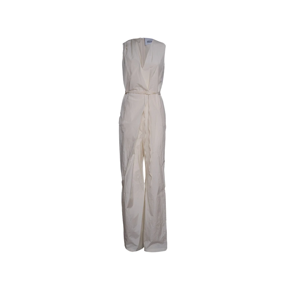 Erika Cavallini Beige Sleeveless V-Neck Wrap Jumpsuit - Female - Jumpsuits - Xs - Jumpsuits & Playsuits