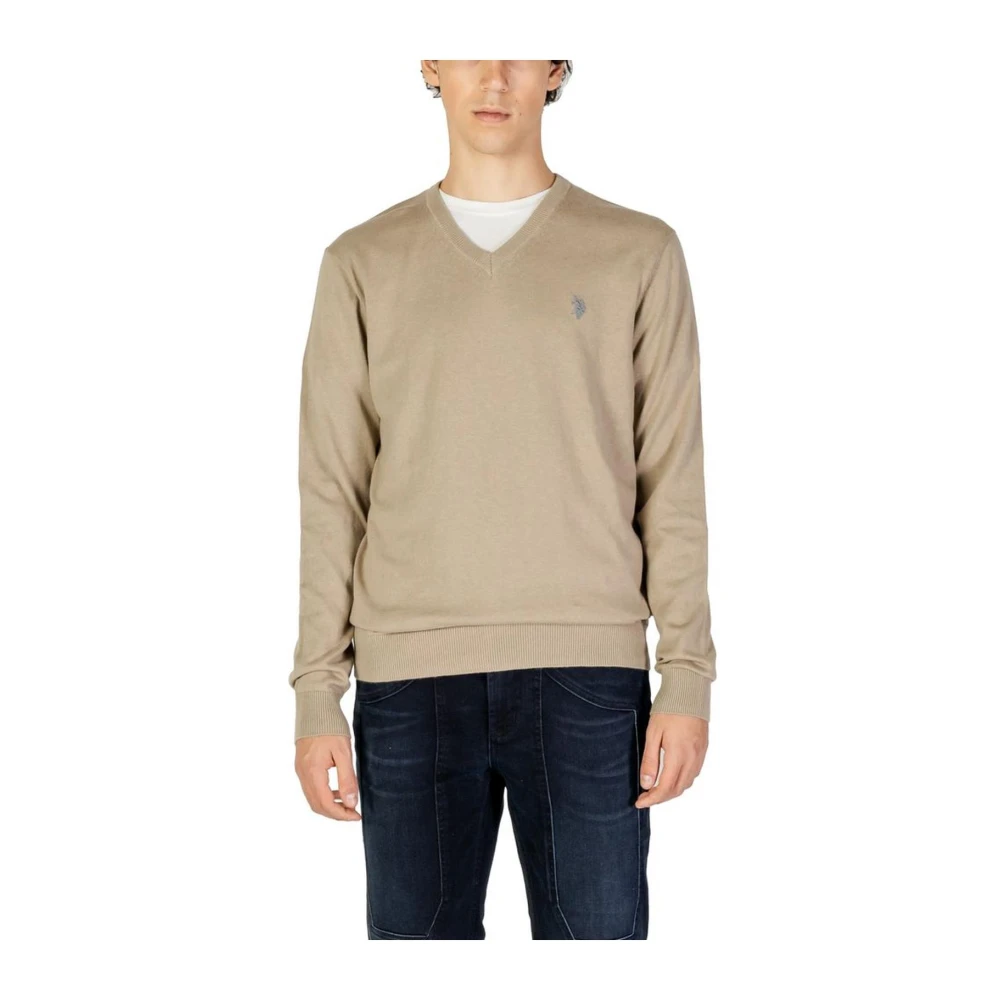 U.s. Polo Assn. Beige V-hals Gebreide kleding Herfst Winter Mannen Beige Heren