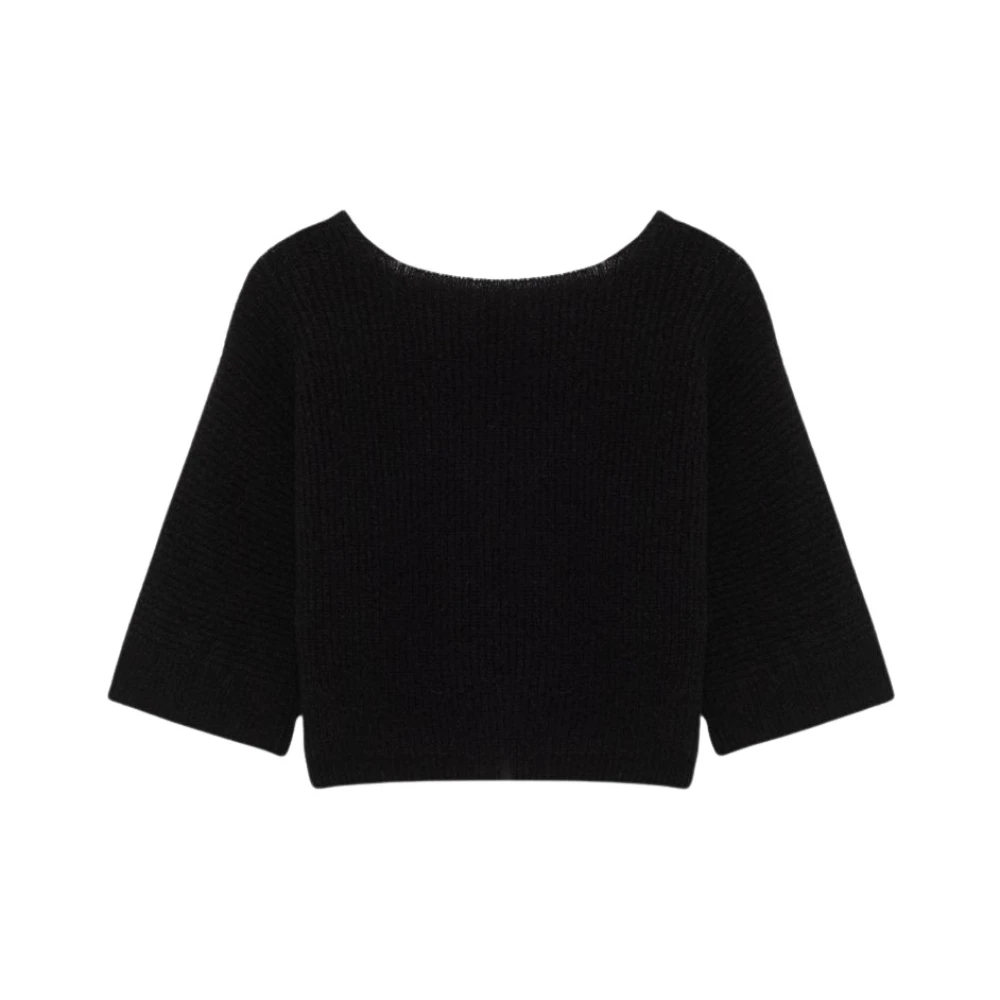 Roy Roger's Alpaca Reverse Cardigan V-Neck Jewel Button Black Dames