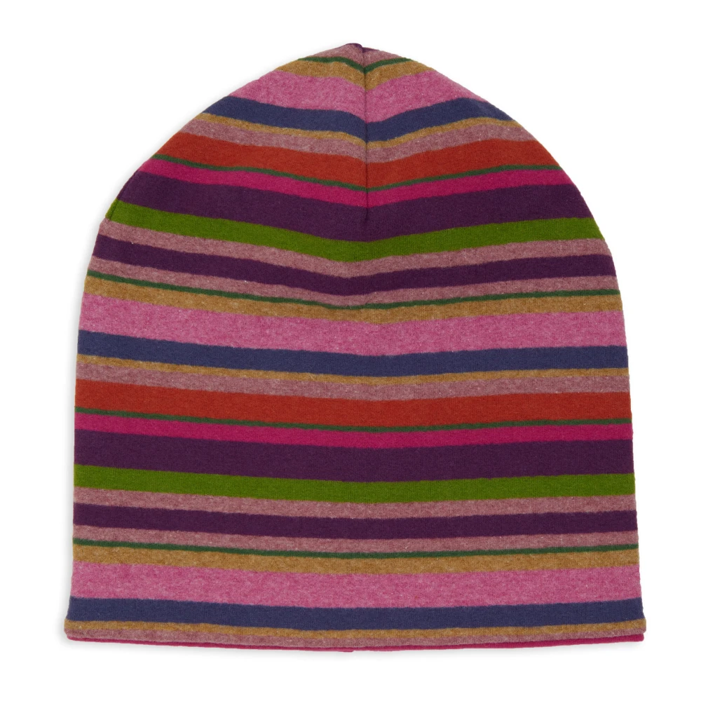Gallo Unisex omkeerbare paarse fleece muts met veelkleurige strepen Multicolor Unisex