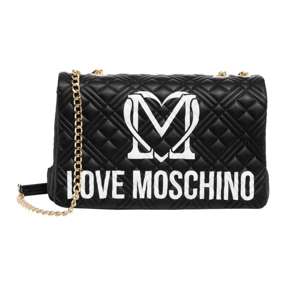 Love Moschino Multicolor Logo Schoudertas met Magneetsluiting Black Dames