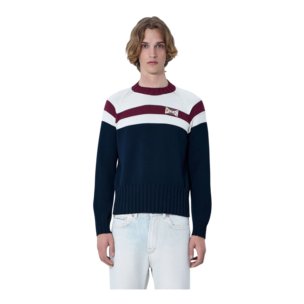 Marni Men's Blue Round-Neck Knitwear, L, Crew Neck Jumper