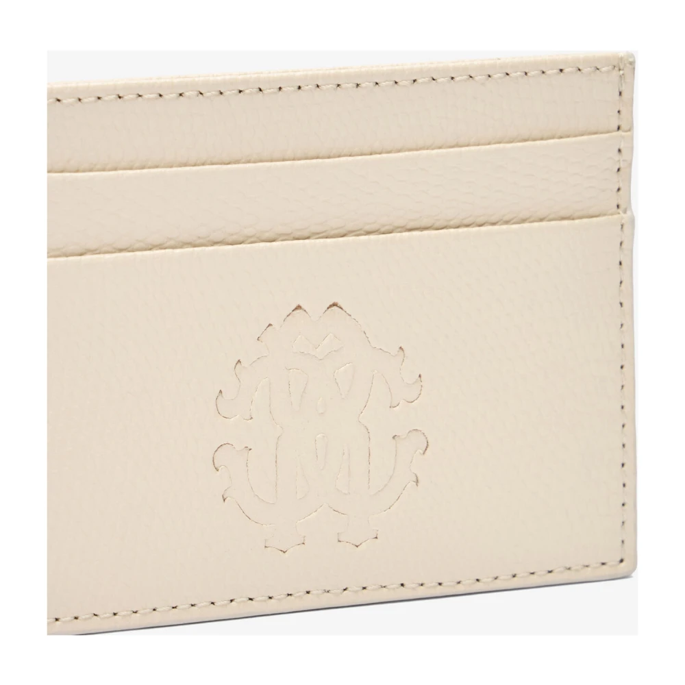 Roberto Cavalli Monogram Pasjeshouder Stijlvol en Compact Beige Dames