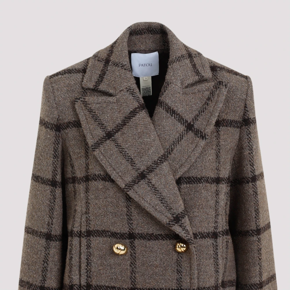 Patou Elegante Grijze Wollen Jas Gray Dames
