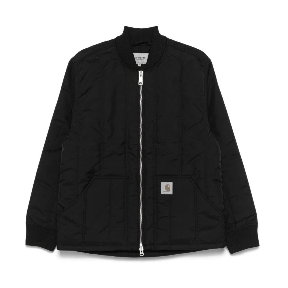 Carhartt WIP Zwarte Jas met Ritssluiting en Logopatch Black Heren