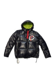 Czarna bluza z kapturem i fluorescencyjnym logo - M