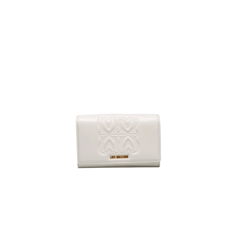 Love Moschino Crossbody Chain Tas met Logo Voorkant White Dames