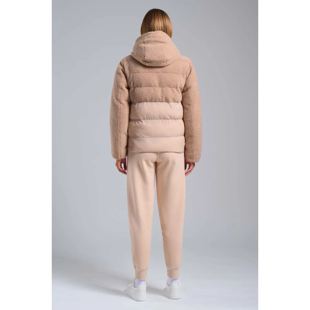 Ciesse Piumini Bonilla Beige hybride donsjack in teddy met capuchon Beige Dames