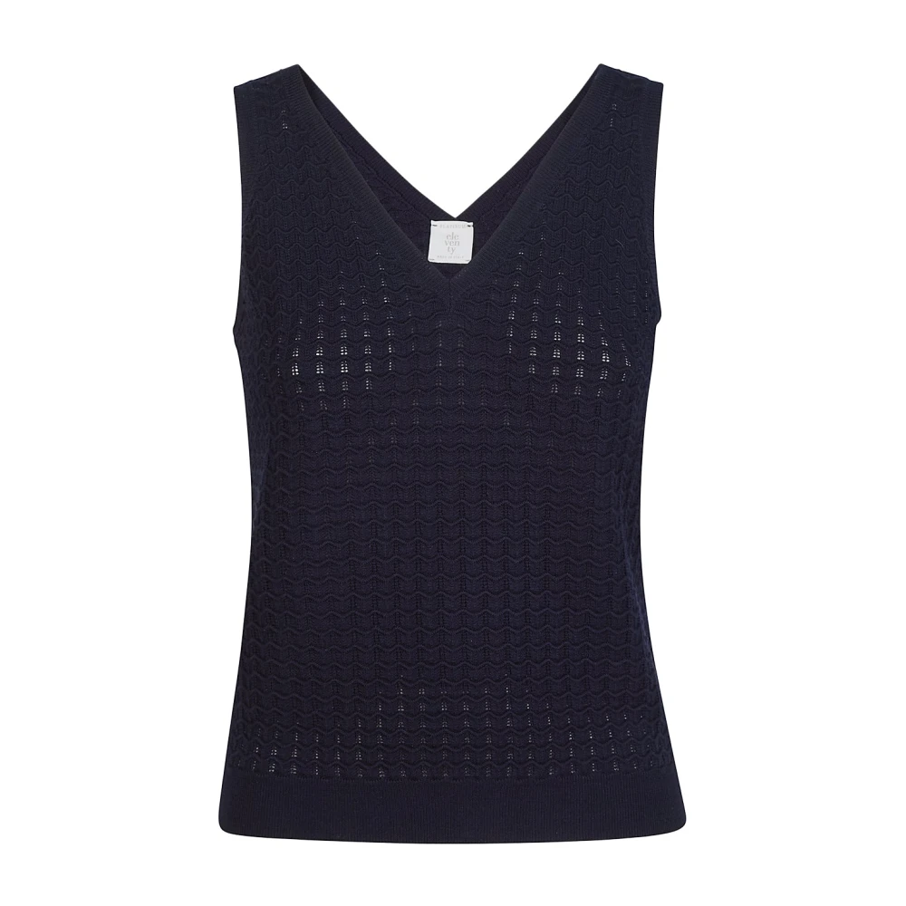 Eleventy Women's Blue Top In Maglia - V-Neck Knitwear - Xs - Knitwear