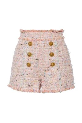Tweedshorts med dekorativa knappar