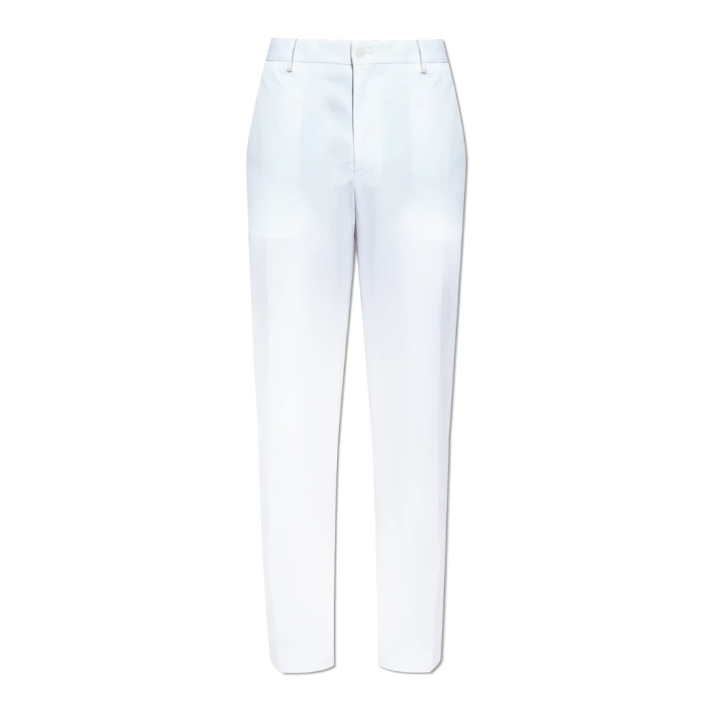 Dolce & Gabbana Mannelijk Wit Broeken Heren, S, Katoen, Katoenen Broek Met Geborduurd Logo