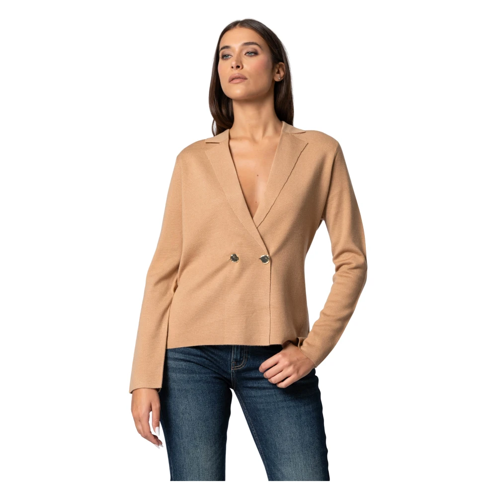 Kocca Women's Brown Cardigans, Xs, Chic Single Button Closure Cardigan