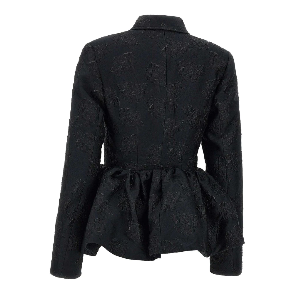 Rotate Birger Christensen Zwarte Jacquard Gedrapeerde Blazer Black Dames