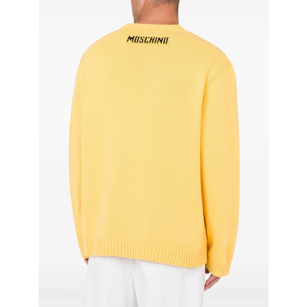 Moschino Gele Crew Neck Sweater met Logo Yellow Heren