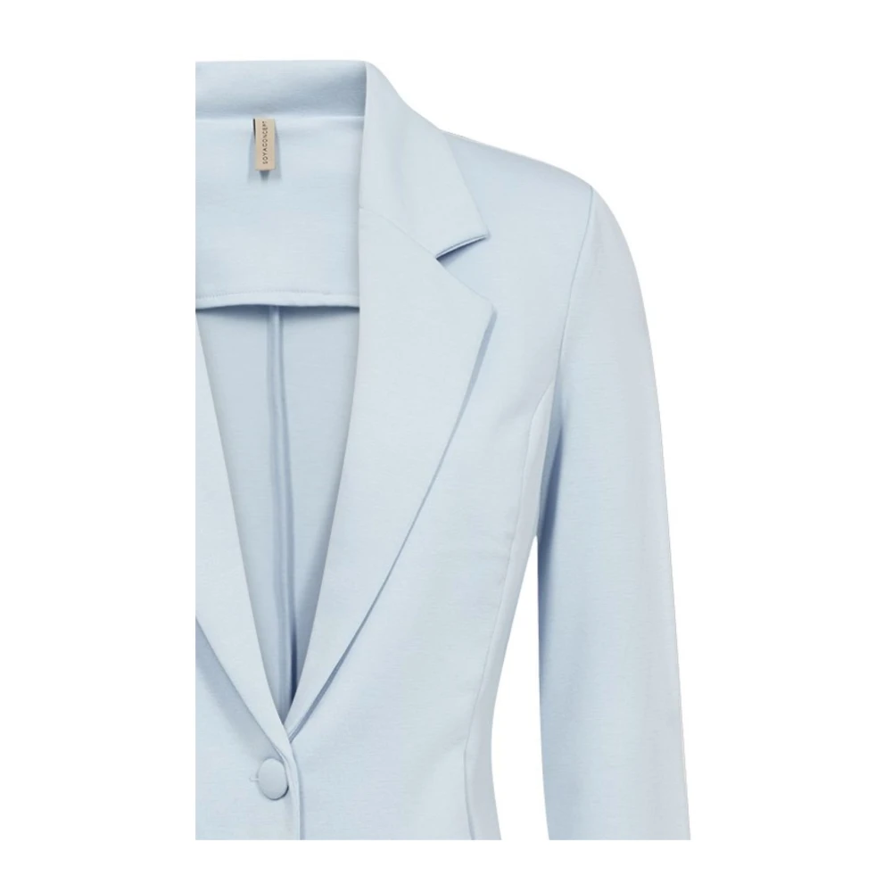 Soyaconcept Blauwe Korte Blazer met Revers Kraag Blue Dames