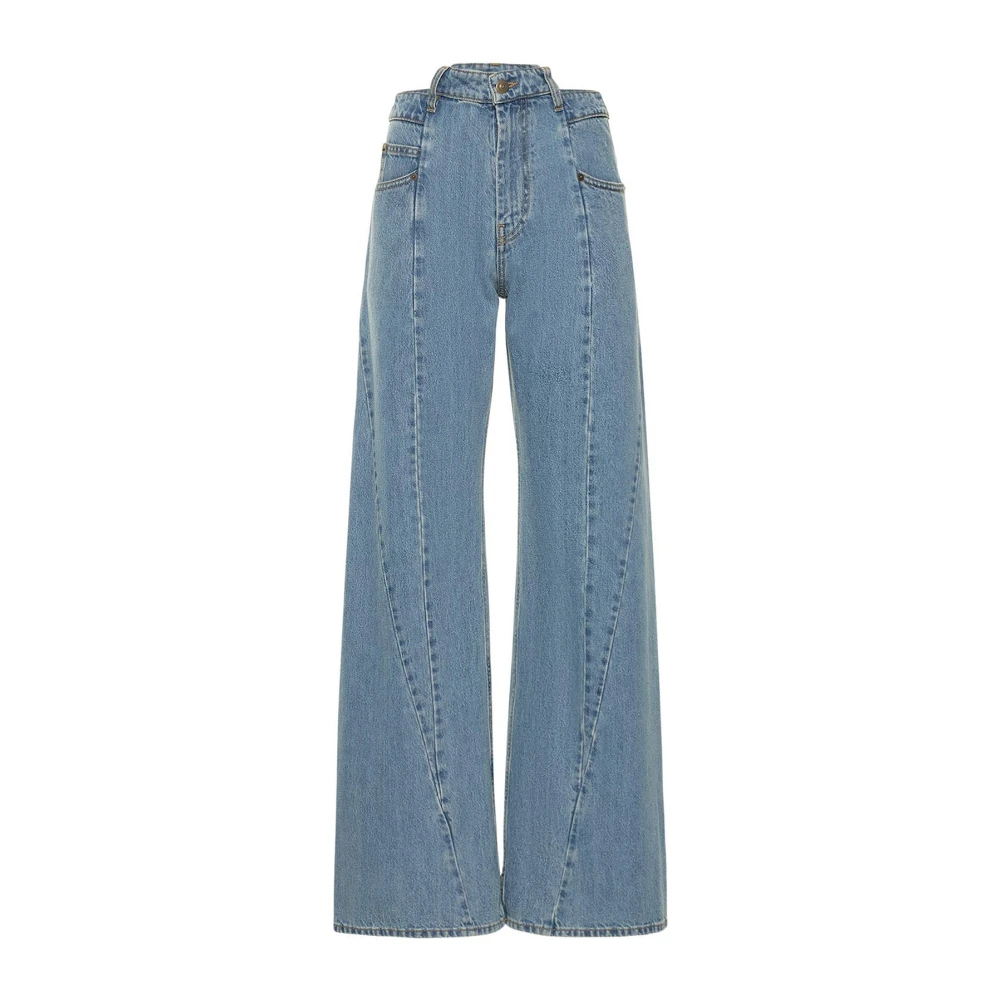 Maison Margiela Women's Blue Iconic Back Stitching Cotton Jeans - Wide Jeans - S - Jeans