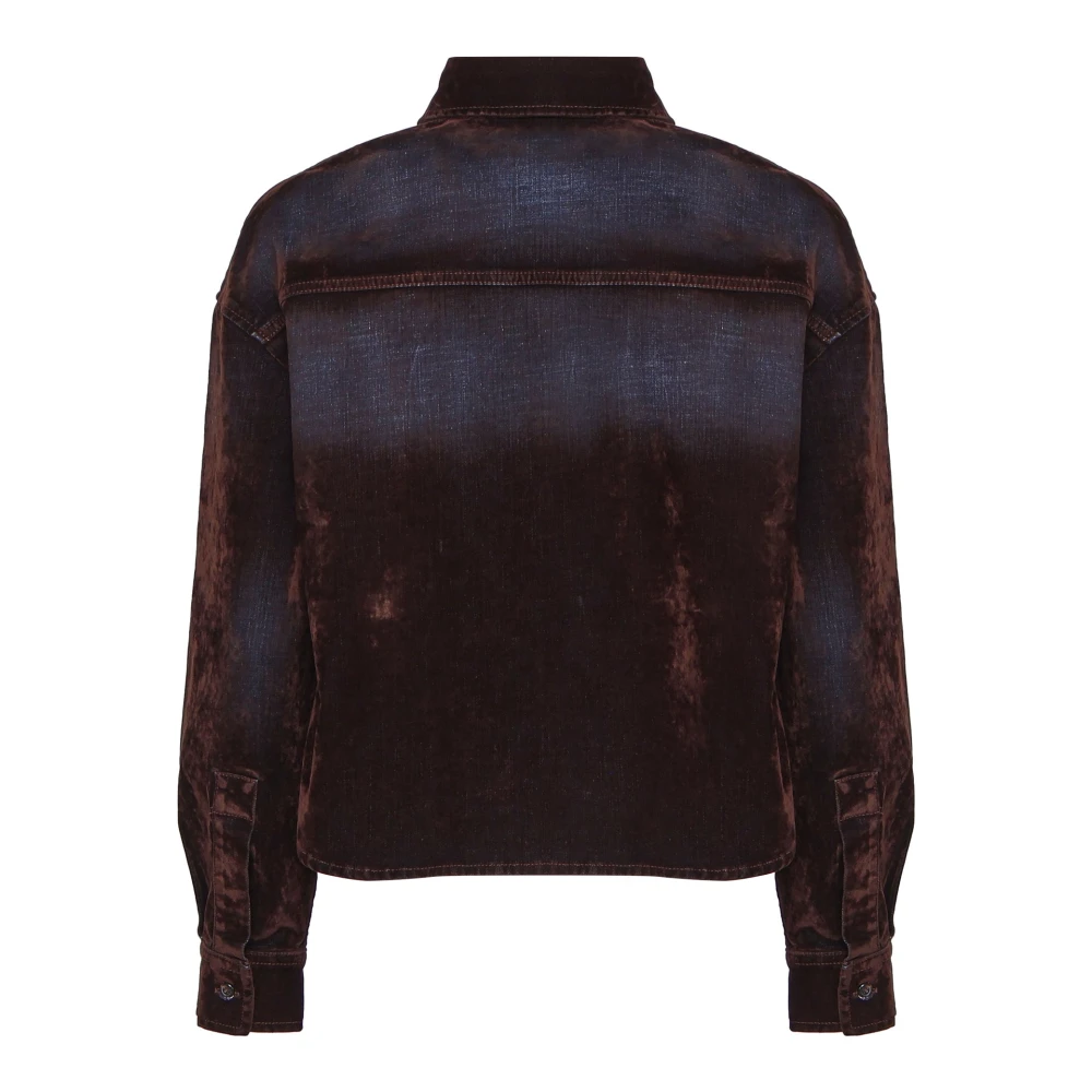 pinko Donker Denim Shirt Jas Knoopsluiting Blue Dames