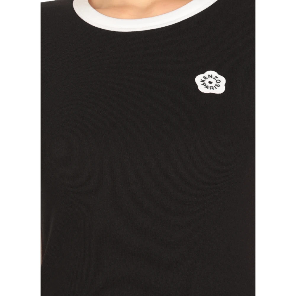 Kenzo Zwart T-shirt met Boke Flower logo Black Dames