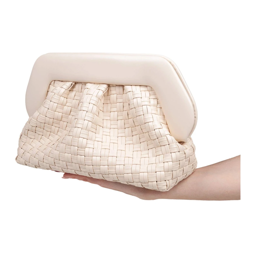 THEMOIRè Vegan Gevlochten Clutch Tas Schelpkleur Beige Dames