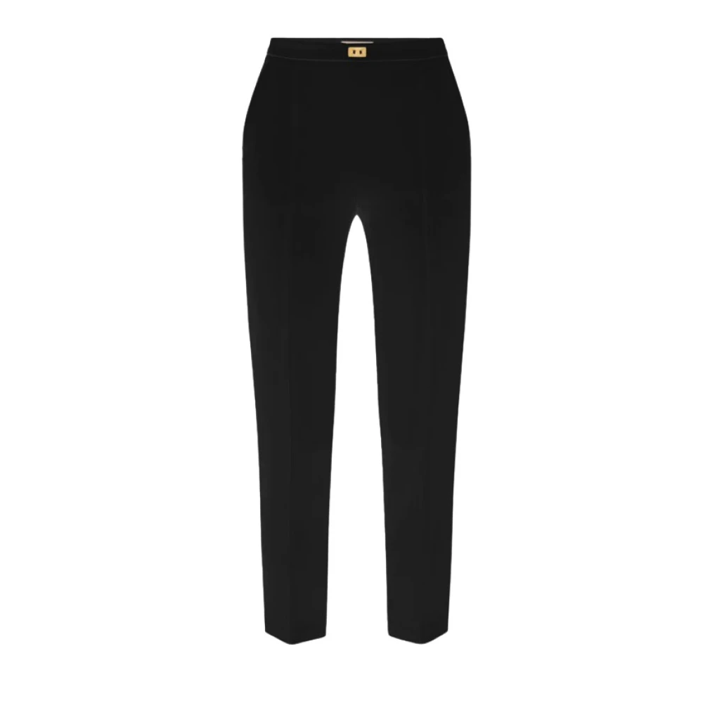 Elisabetta Franchi Zwarte Stretch Crepe Slim Fit Broek Black Dames