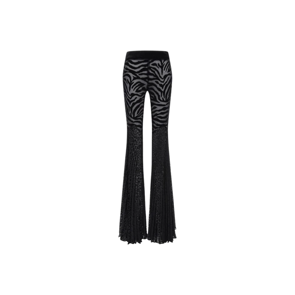Roberto Cavalli Donna Nero - Pantaloni Velluto Con Stampa Ray Of Gold - Trousers - S