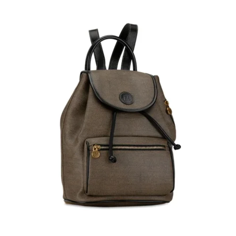 Fendi Vintage Pre-owned Canvas backpacks Gray Dames