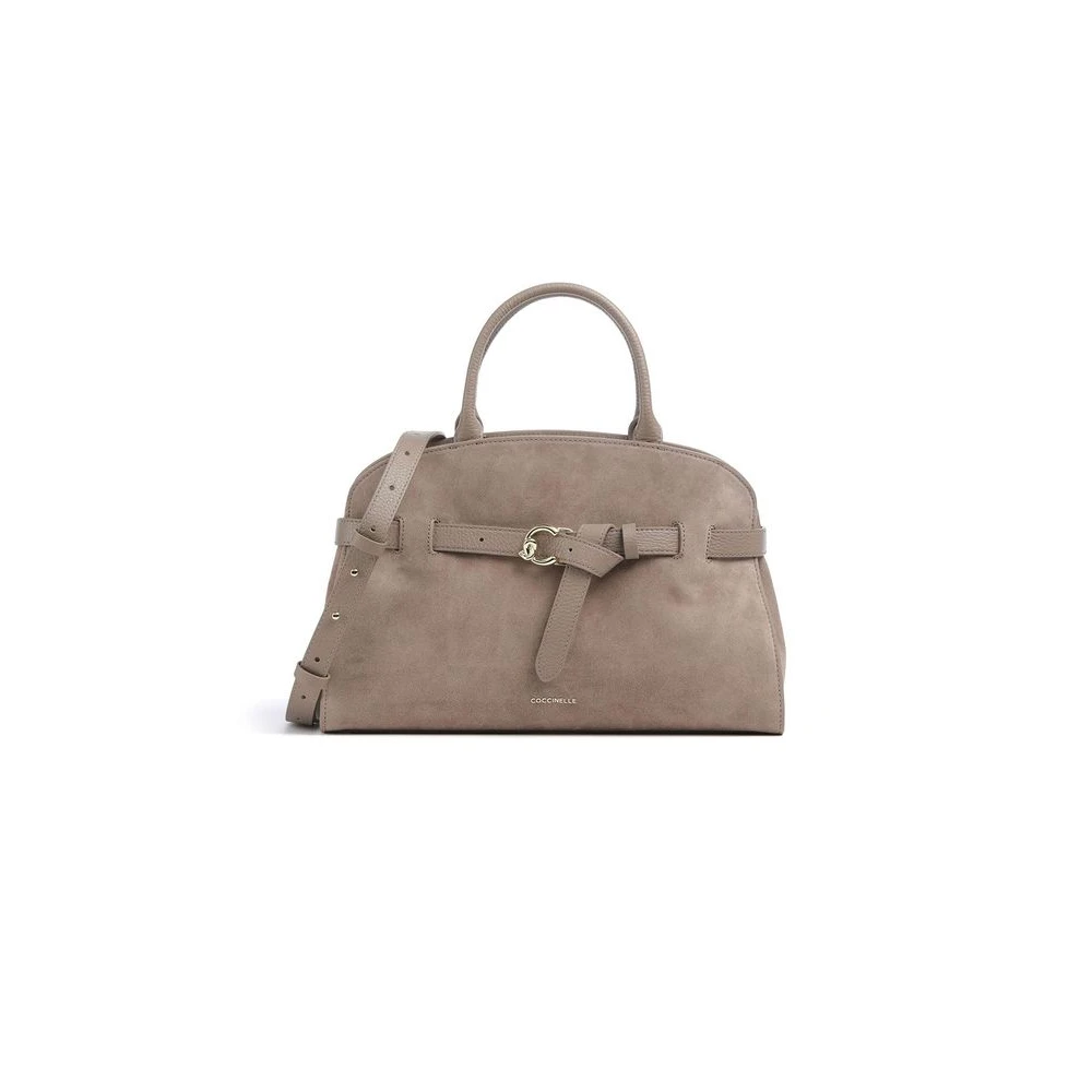 Coccinelle Donna Warm Taupe Borsa Sabine Medium In Suede - Immagine 3