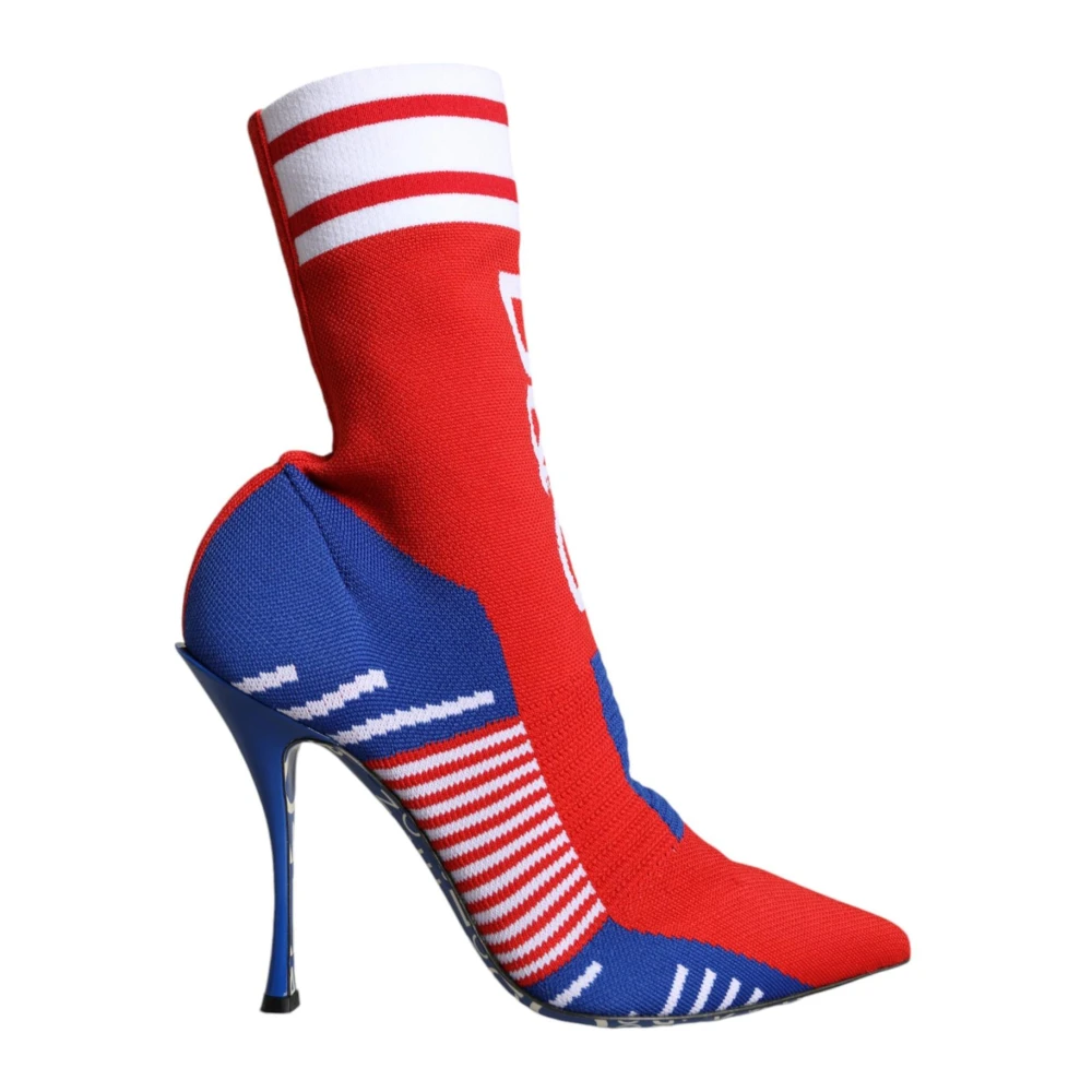 Dolce & Gabbana Logo Detail Ankle Boots Red Blue - Female - Heeled Boots - Multicolor - 5 Uk - Shoes