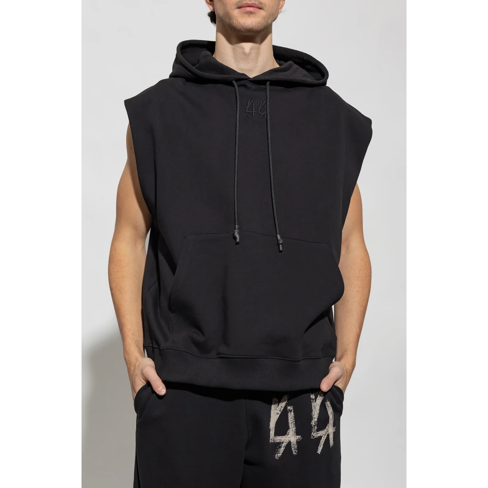 44 Label Group Hoodie met capuchon en kangoeroezak Black Heren