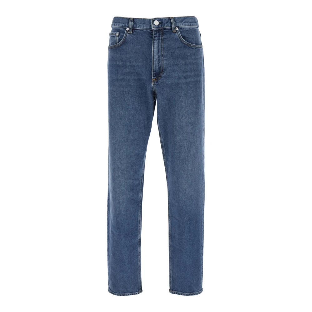 Theory Blauwe Denim Jeans met Logo Patch Blue Heren
