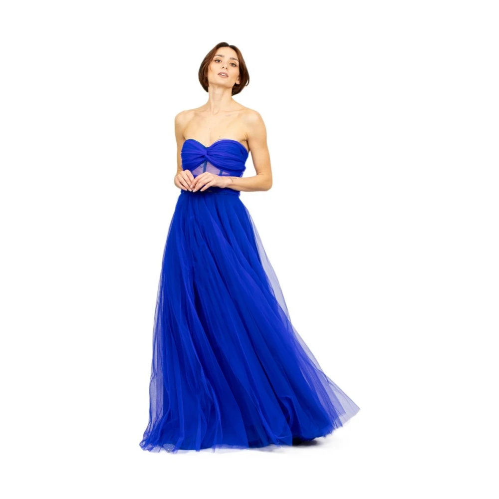 19:13 Dresscode Blauwe Tule Lange Jurk met Sweetheart Halslijn Blue Dames