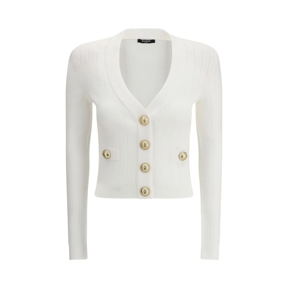 Balmain Stijlvolle V-hals Vest White Dames