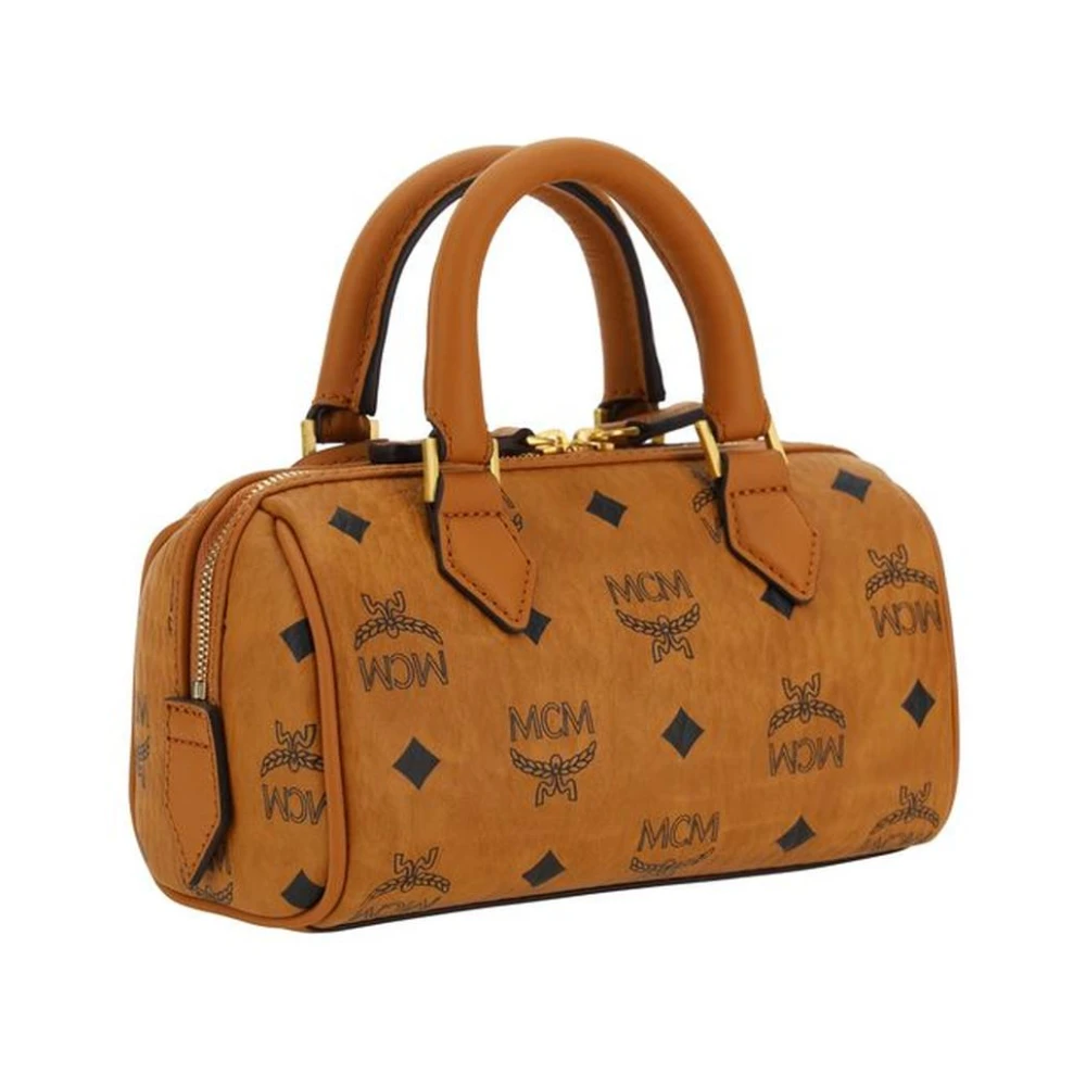 MCM Ella Boston Handtas met Buisvormige Handvatten Brown Dames