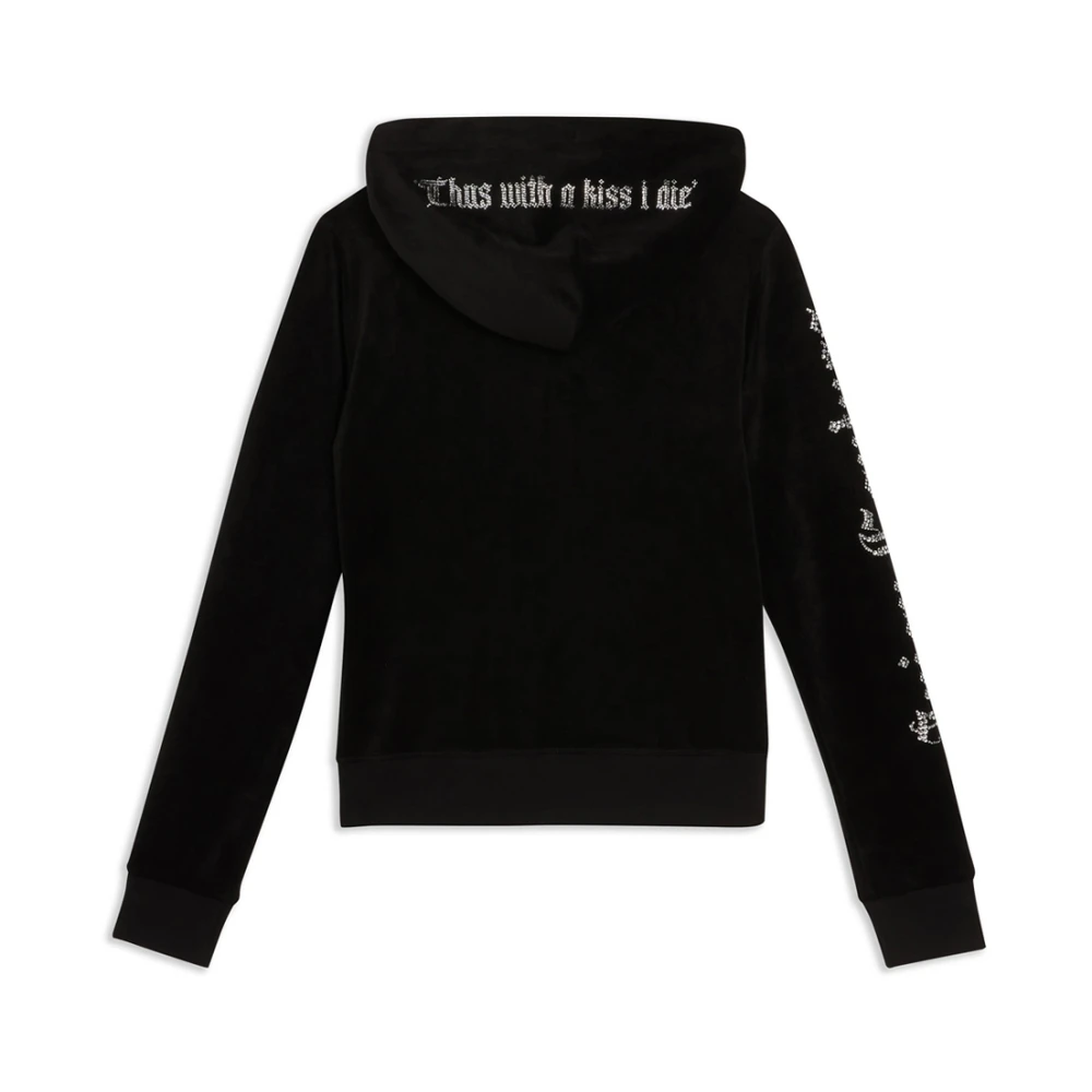 Juicy Couture Zwarte Fluwelen Zip Hoodie met Sacred Heart Black Dames
