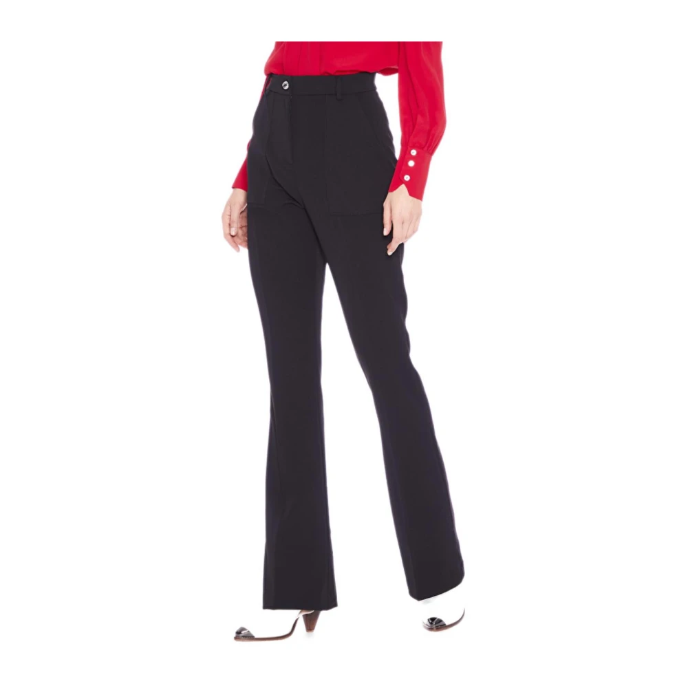Manila Grace Wijde Broek Black Dames