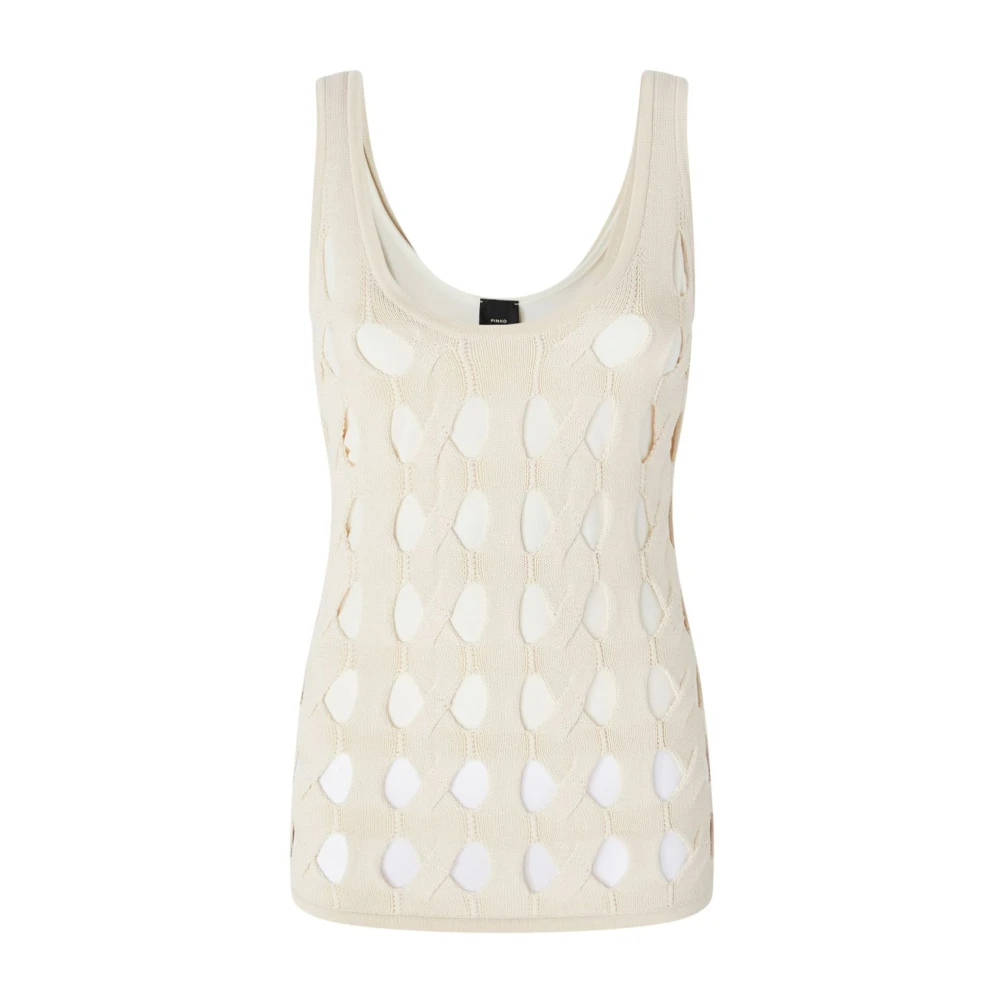 Pinko Women's White Sleeveless Top With Cut-Out Detailing