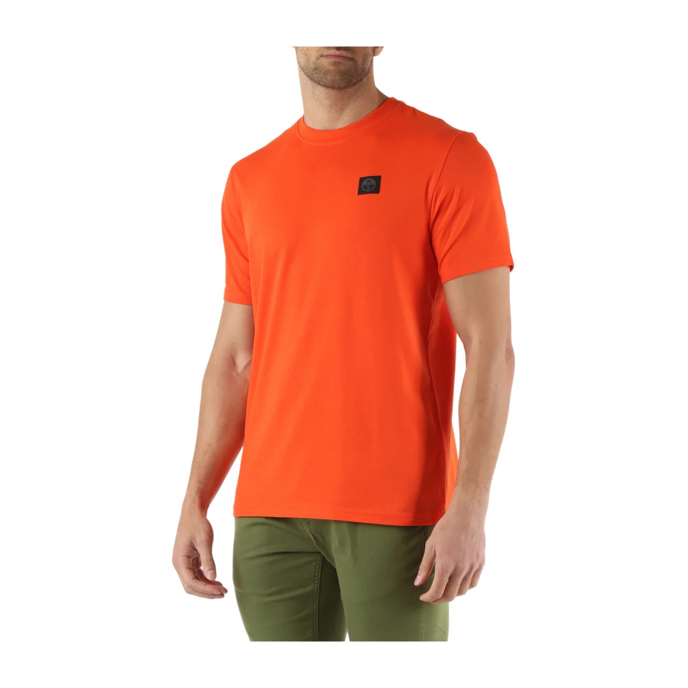 North Sails Stretch katoenen T-shirt met voorlogo patch Orange Heren