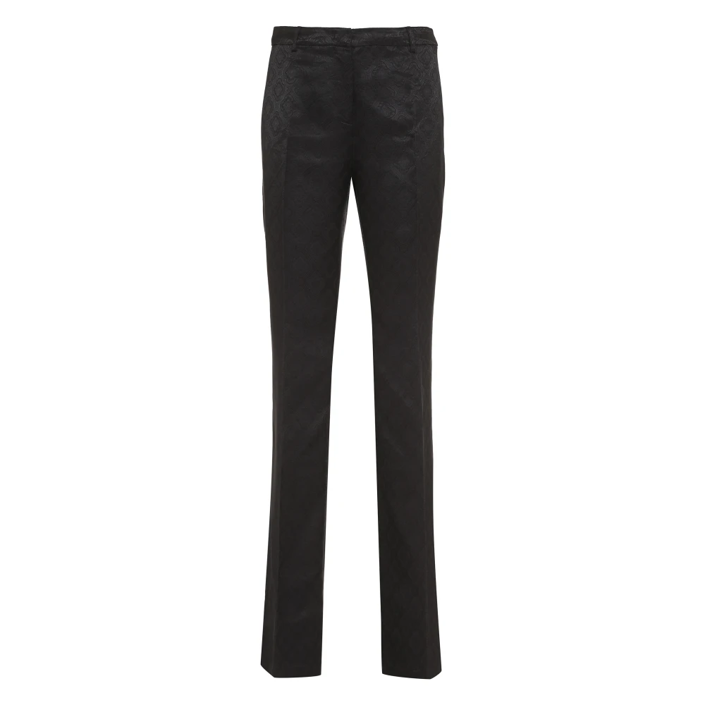 ETRO Flared Broek met Bloemen Jacquard Motief Black Dames