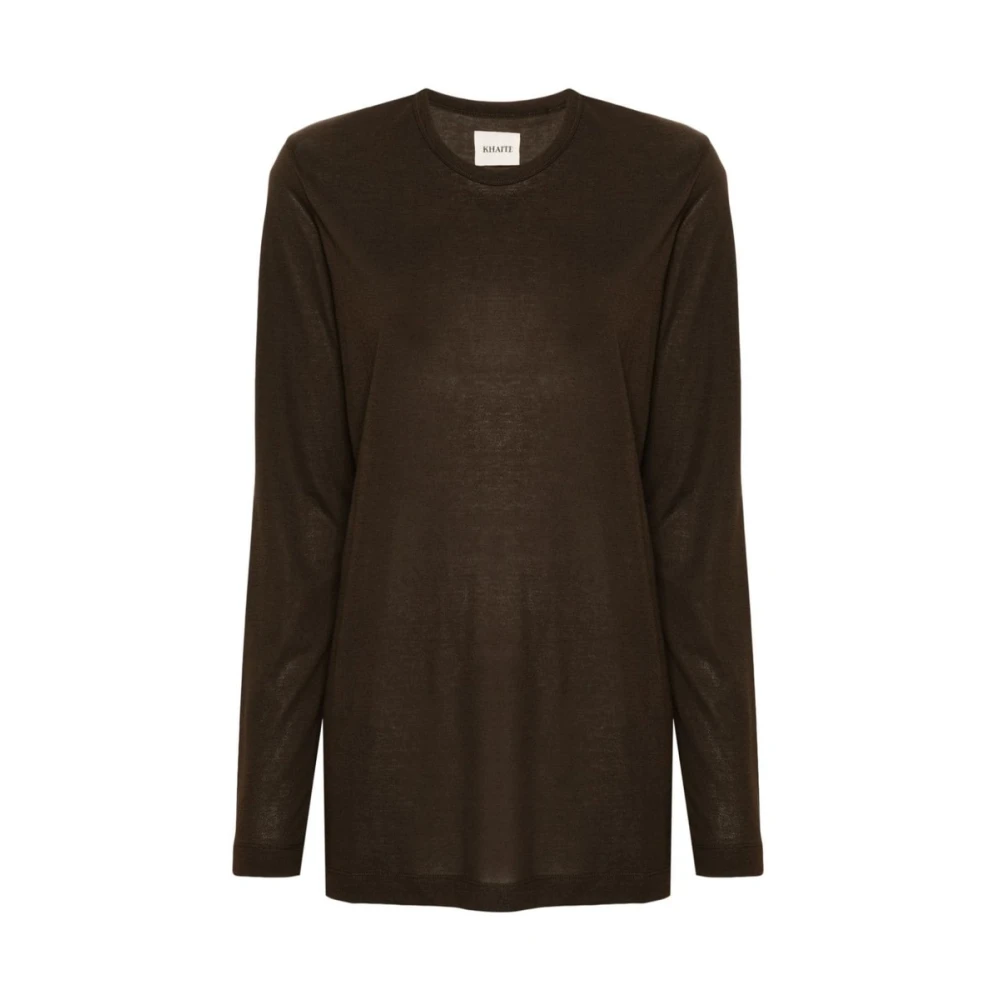 Khaite Donkerbruine Jersey Textuur Ronde Hals Brown Dames
