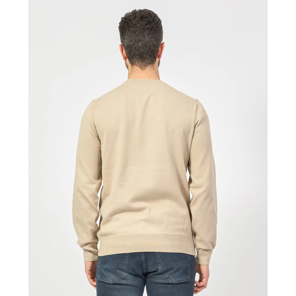 Hugo Boss Beige Katoenen Trui met Geborduurd Logo Beige Heren