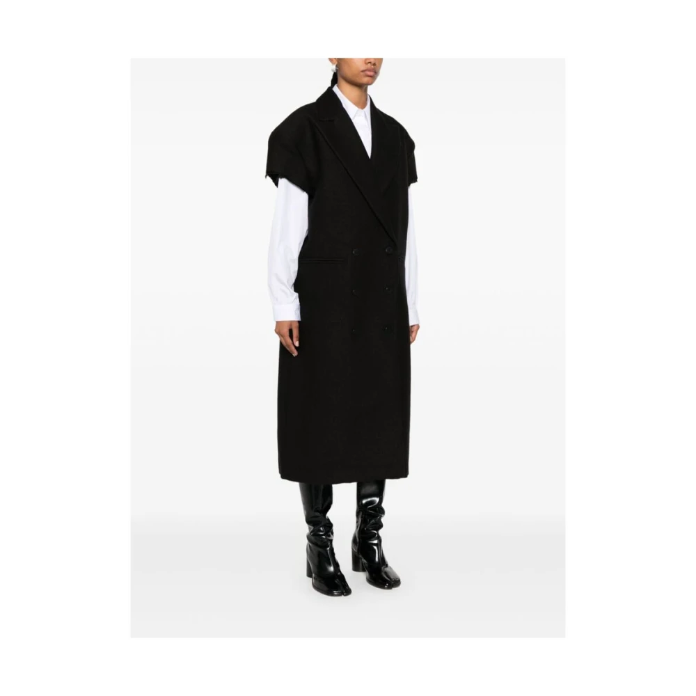 Niccolò Pasqualetti Zwarte Wollen Double-Breasted Jas Black Dames